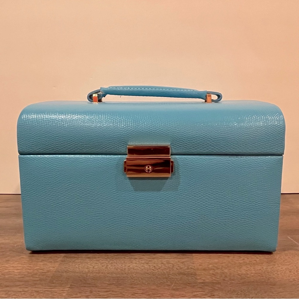 Turquoise Leather Jewelry Travel Case by Budd Leather